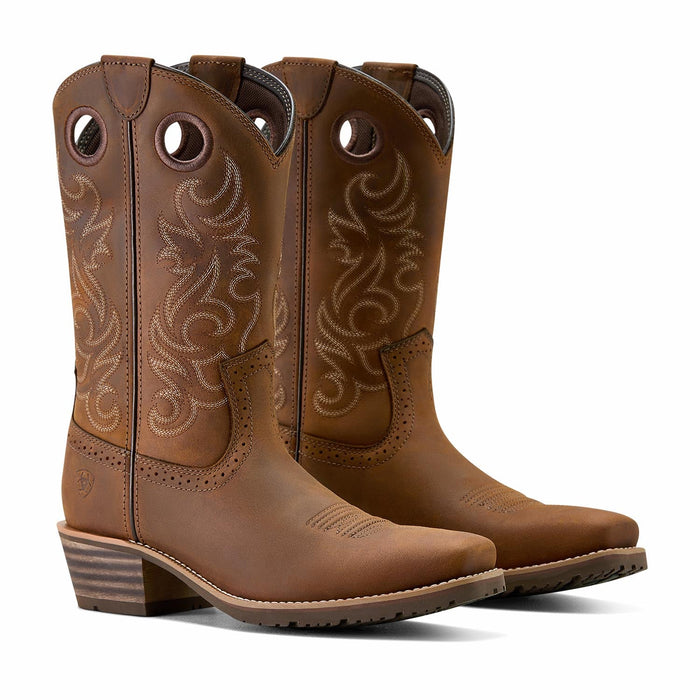 Ariat Men's Hybrid Roughstock Square Toe Cowboy Boots - AI6M - Distressed Brown - 7 - Pair - 1