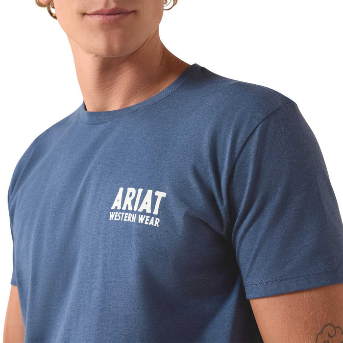 Ariat Mens Outline Shop Short Sleeve Shirt, Navy Western Wear - AI9CW - Navy Heather - Small - Each - 4