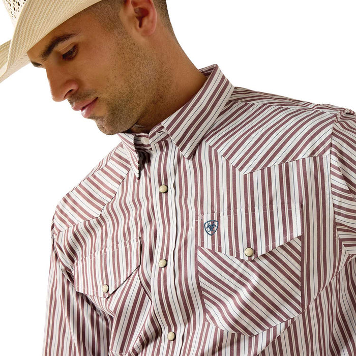 Ariat Men's Pro Series Fitted Long Sleeve Western Shirt with Snap Closure - AI9FD - White Stripe - Small - 1 ct - 3