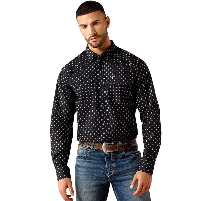 Ariat Men's Pro Series Fitted Long Sleeve Western Shirt with Snap Closure - AI9FJ - Black Paisley - Small - 1 ct - 5