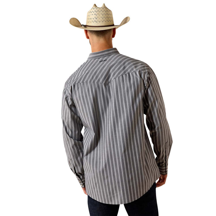 Ariat Mens Pro Series Western Classic Long Sleeve Snap Front Shirt - AI9EL - Gray Stripe - Small - 1 ct - 2