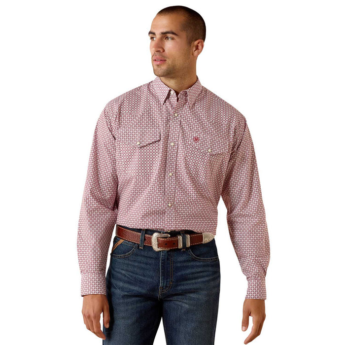 Ariat Mens Pro Series Western Classic Long Sleeve Snap Front Shirt - AI9F7 - Red Brick Medallion - Small - 1 ct - 14