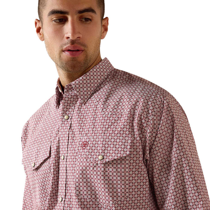 Ariat Mens Pro Series Western Classic Long Sleeve Snap Front Shirt - AI9F7 - Red Brick Medallion - Small - 1 ct - 16