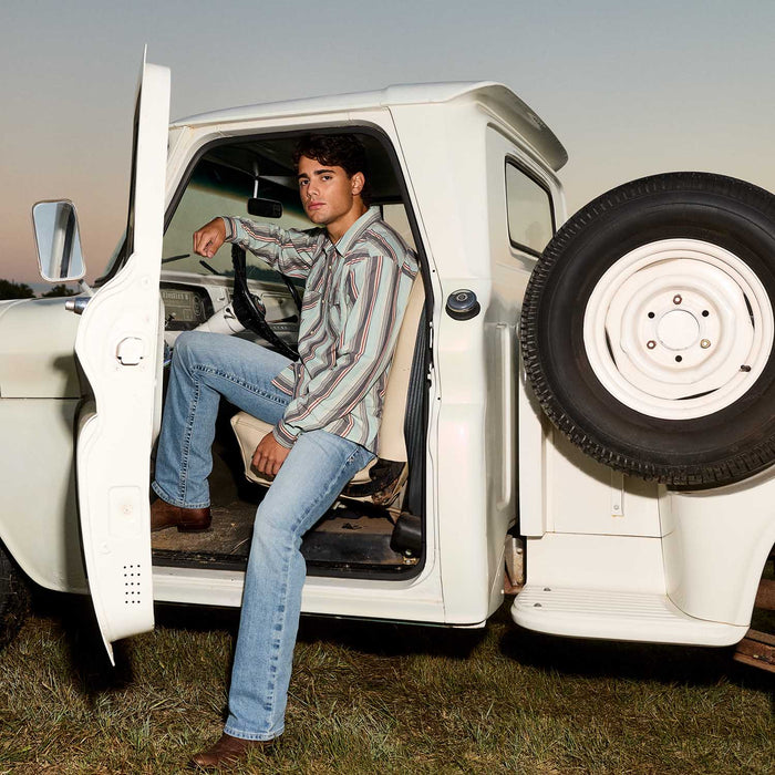 Ariat Men's Retro Long Sleeve Snap Western Shirt - AI9G1 - Aquifer Plaid - Small - 1 ct - 10