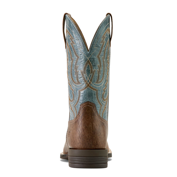 Ariat Mens Steadfast Wide Square Toe Leather Cowboy Boot – Comfortable All - Day Western Work Boot - AIBK7 - Brown with Baby Blue - 8 D - 5