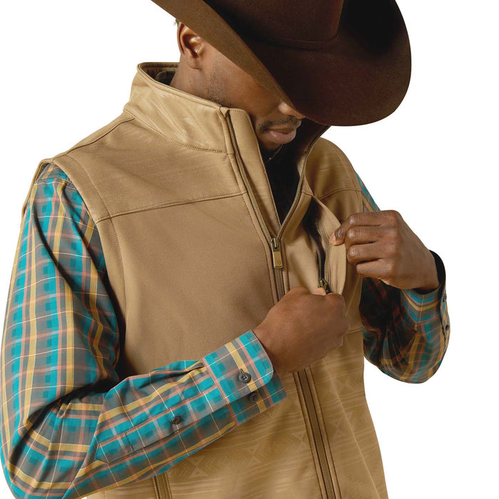 Ariat Mens "Vernon" Softshell Vest – Wind - Resistant Stretch Outdoor Vest - AIBA2 - Khaki - Small - 3