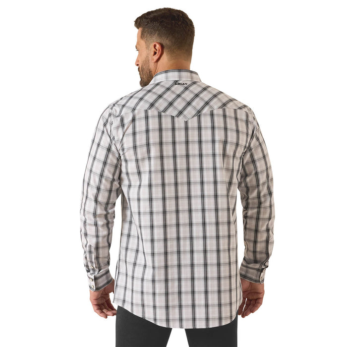 Ariat Men's Wrinkle - Free Fitted Snap Button Long Sleeve Shirt - AI9J4 - White Plaid - Small - 1 ct - 2