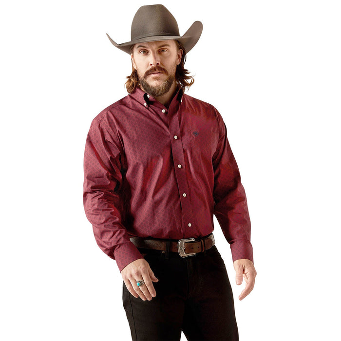 Ariat Men's Wrinkle Free Issac Longsleeve Shirt - AI57W - Dark Red - Small - 1