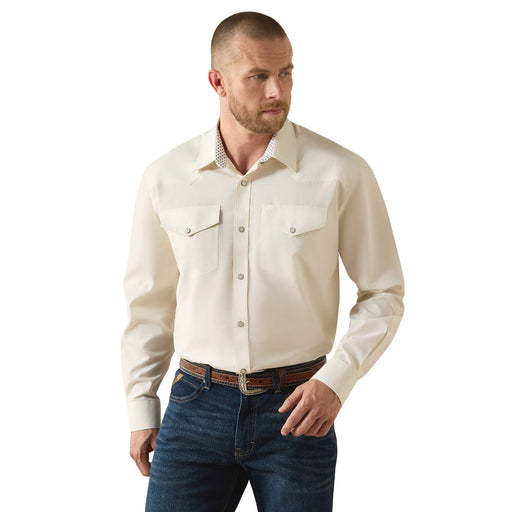 Ariat Men's Wrinkle Free Long Sleeve Snap Shirt – Classic Western Style - AI9HX - White - Small - 1 ct - 1