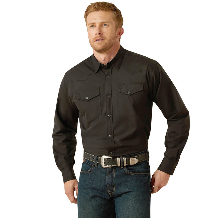 Ariat Mens Wrinkle Free Refines Slub Long Sleeve Shirt - AI8JY - Black - Small - Each - 1