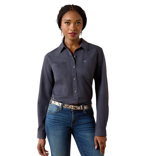 Ariat Women’s Billie Jean Relaxed - Fit Western Shirt - AIBPR - Ombre Blue Dobby - XSmall - 1