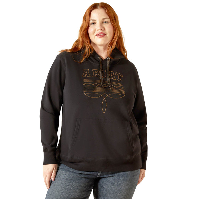 Ariat Womens Booted Logo Hoodie - AI8AZ - Black - Small - Each - 1