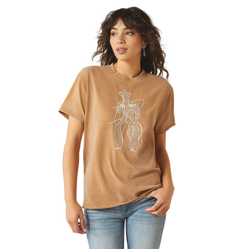 Ariat Womens Buckaroo Embroidered T-Shirt - AI8FE - Toasted Coconut - Small - Each - 1