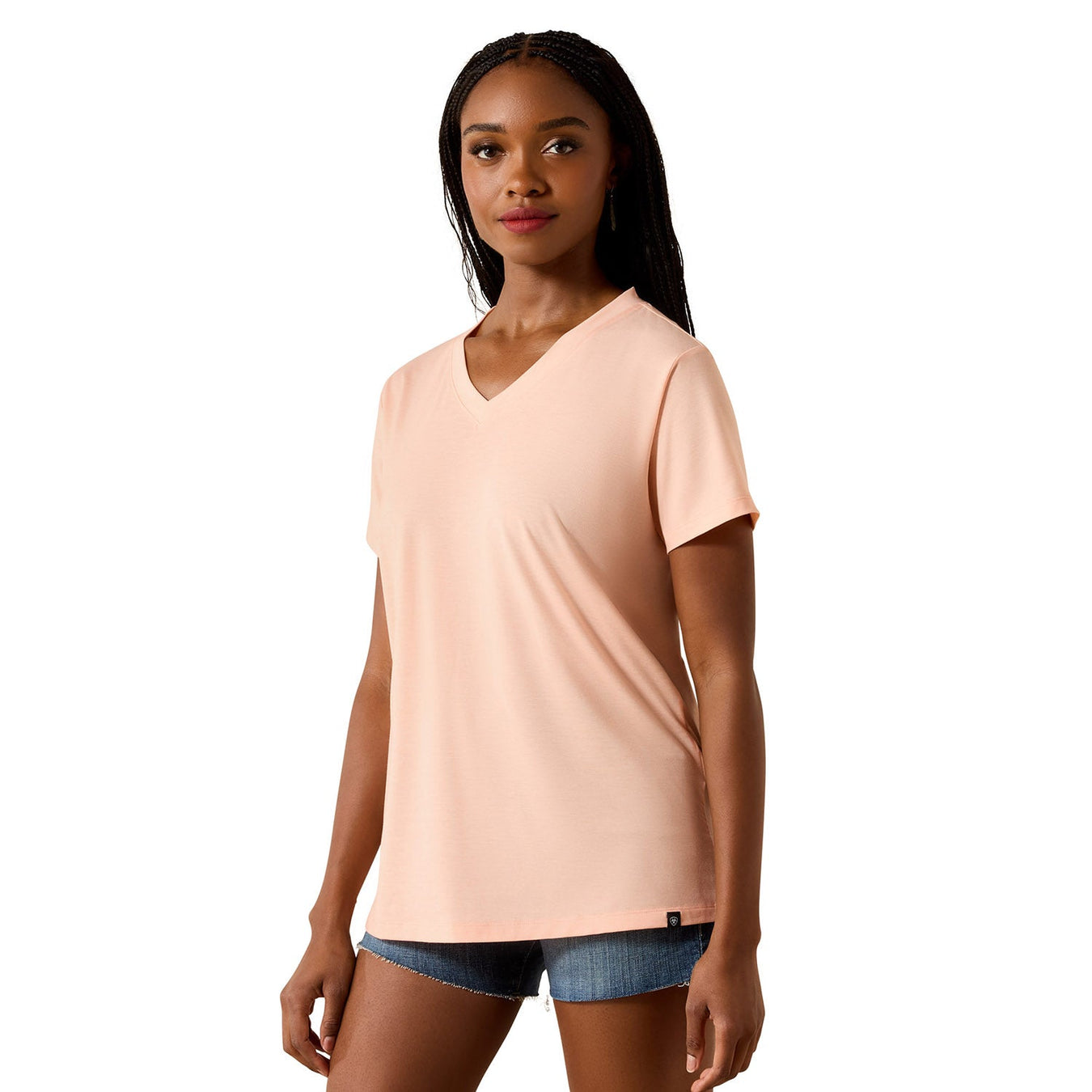 Ariat Women's Compass V - Neck T-Shirt - AIBPY - Peach Amber - XSmall - 1