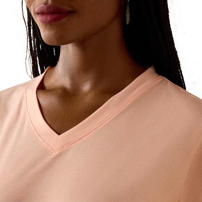 Ariat Women's Compass V - Neck T-Shirt - AIBPY - Peach Amber - XSmall - 3