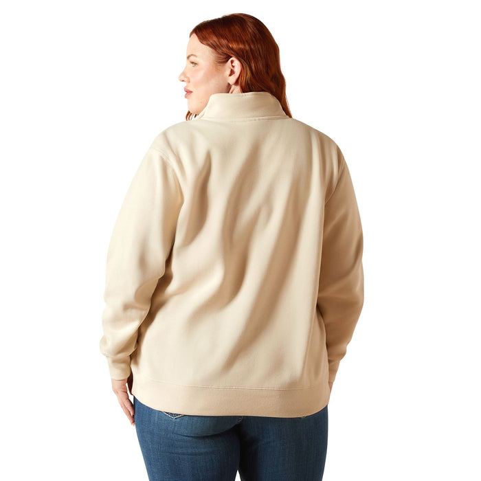 Ariat Womens "Denim & Supply" 1/2 Zip Sweatshirt – Midweight Fleece Casual Pullover - AIBBV - Oyster Grey - Small - Each - 2