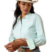 Ariat Women's Kirby Long Sleeve Collared Button - Down Shirt – Rider - Tested Stretch Poplin Equestrian Top - AIBNY - Mint Stripe - XSmall - 6