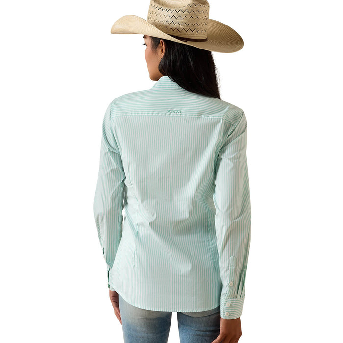 Ariat Women's Kirby Long Sleeve Collared Button - Down Shirt – Rider - Tested Stretch Poplin Equestrian Top - AIBNY - Mint Stripe - XSmall - 5
