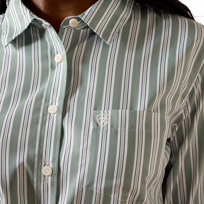 Ariat Women's Kirby Pro Shirt – Long Sleeve, Athletic Fit, UV Protection, Riding & Outdoor Wear - AIBPC - Green Bay Stripe - XSmall - Each - 8