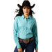 Ariat Women's Kirby Wrinkle - Free Long Sleeve Shirt – Figure - Flattering, Equestrian Performance Top - AI8AC - Aqua - Small - 6