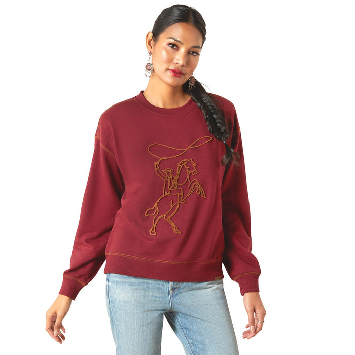 Ariat Womens Lasso Sweatshirt - AI8EF - Cabernet - Small - Each - 1