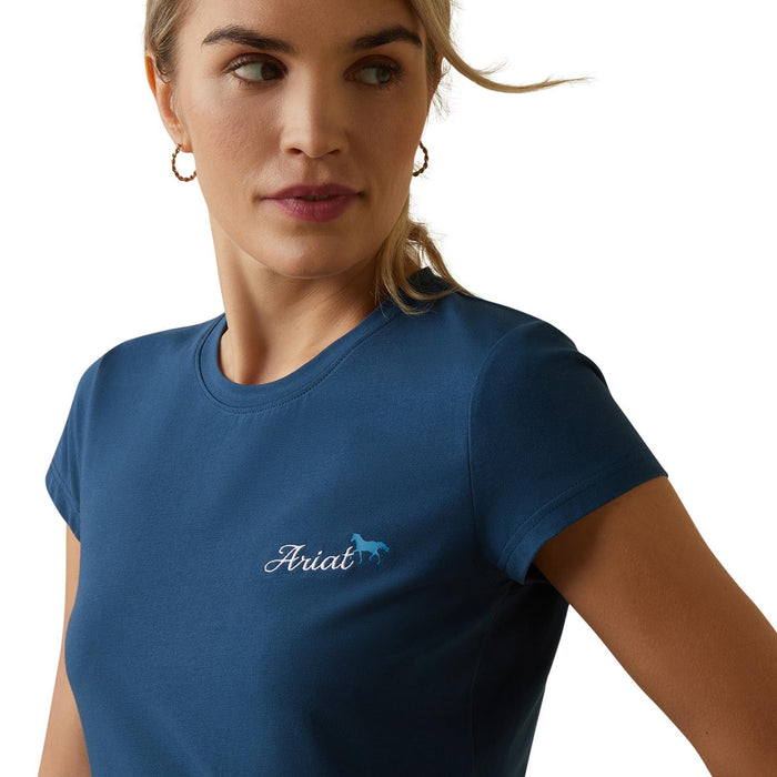 Ariat Women's Logo Script T-Shirt, Deep Petroleum - Jeffers - Women > Women's Clothing > Women's Shirts