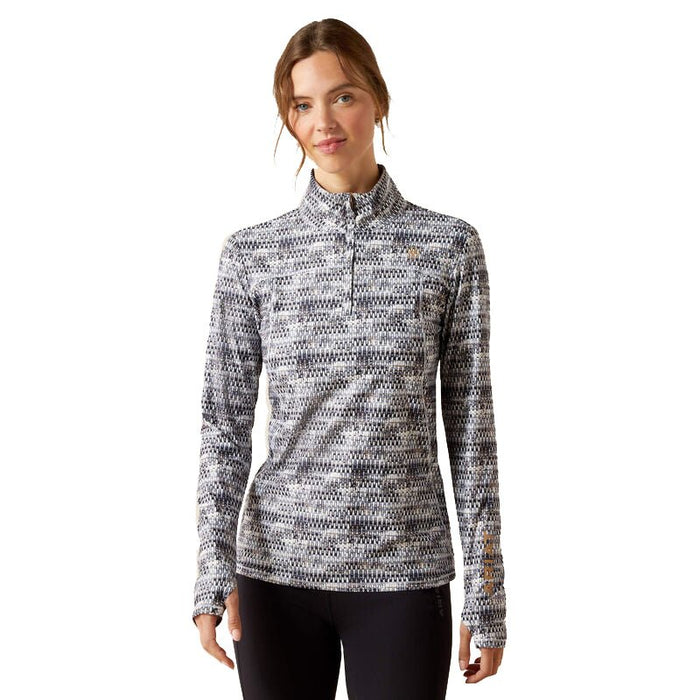 Ariat Women's Lowell 3.0 Long Sleeve 1/4 Zip Baselayer Shirt – Soft, Breathable, Performance Riding Top - AIBEW - Autimn Batik - Xsmall - 1