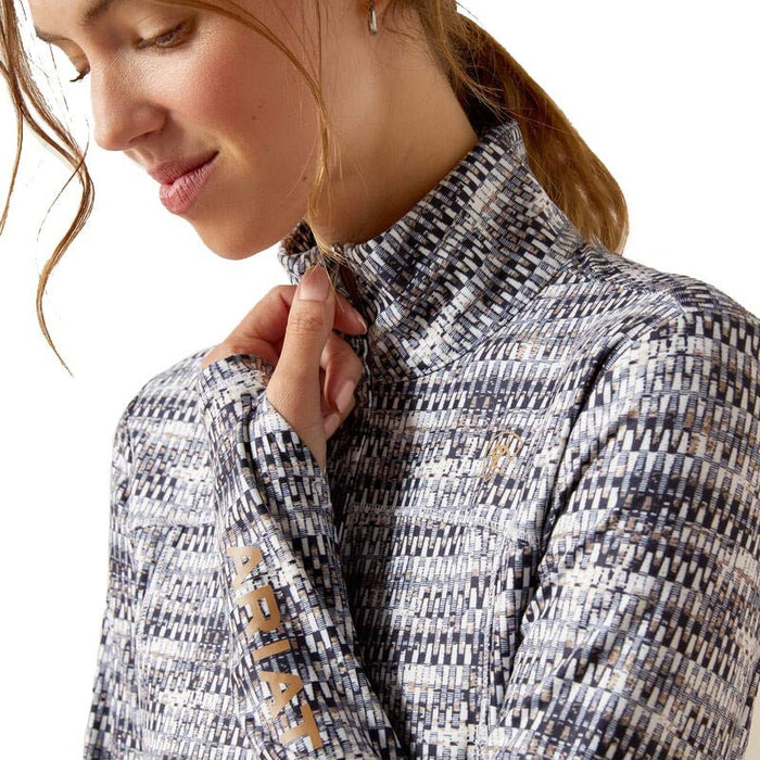 Ariat Women's Lowell 3.0 Long Sleeve 1/4 Zip Baselayer Shirt – Soft, Breathable, Performance Riding Top - AIBEW - Autimn Batik - Xsmall - 3