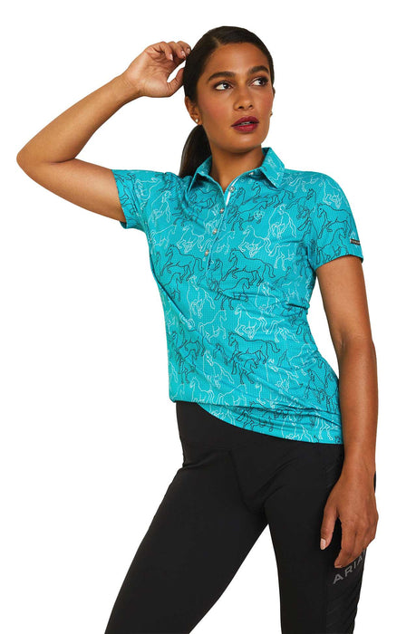 Ariat Women's Motif Polo, Viridian Green - Jeffers - Women > Women's Riding & Equestrian Clothes