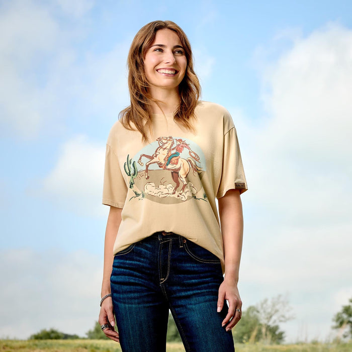 Ariat Women's Ranch Graphic T-Shirts - AI8CJ - Ride On - Oyster Grey - Small - Each - 7