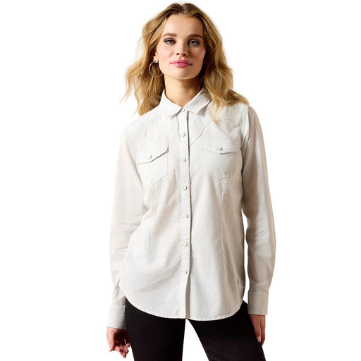 Ariat Women's Stella Western Snap Shirt – Long Sleeve Cowgirl Classic - AIBMR - White - XSmall - 1