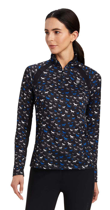 Ariat Womens Sunstopper 2.0 1/4 Zip Long Sleeve Baselayer -  - Small - Black Busy Pont Print - 5