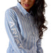 Ariat Women’s Team Kirby Performance Shirt – Stretch Poplin, Athletic Fit - AIBNK - Blue Stripe - XSmall - 4