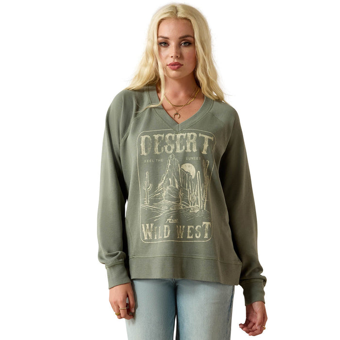 Ariat Women's Western Victoria Oversized Sweatshirt – Cozy French Terry Pullover - AIBMY - Wild West - XSmall - 1