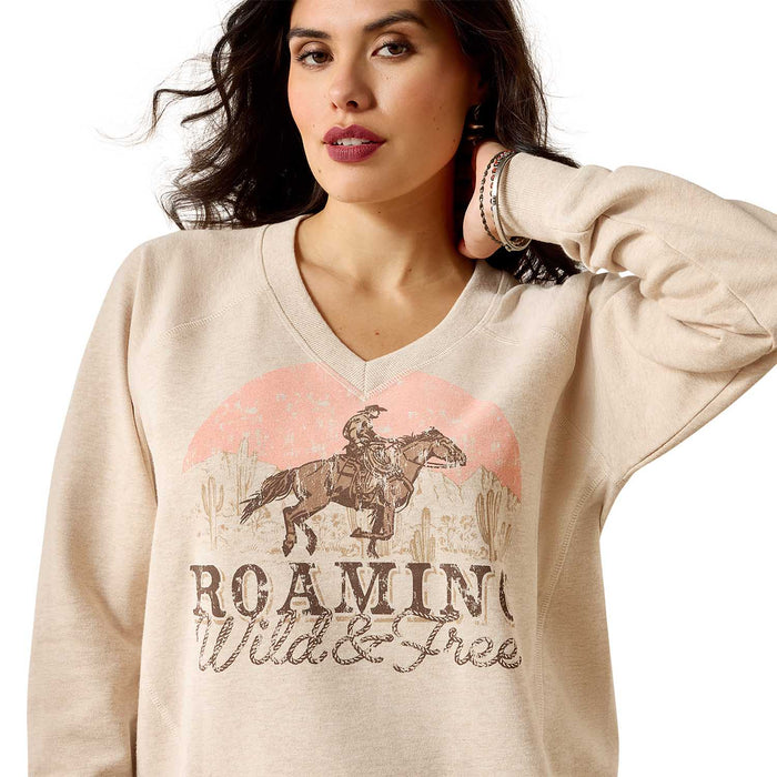Ariat Women's Western Victoria Oversized Sweatshirt – Cozy French Terry Pullover - AIBN5 - Roaming Wild & Free - XSmall - 4