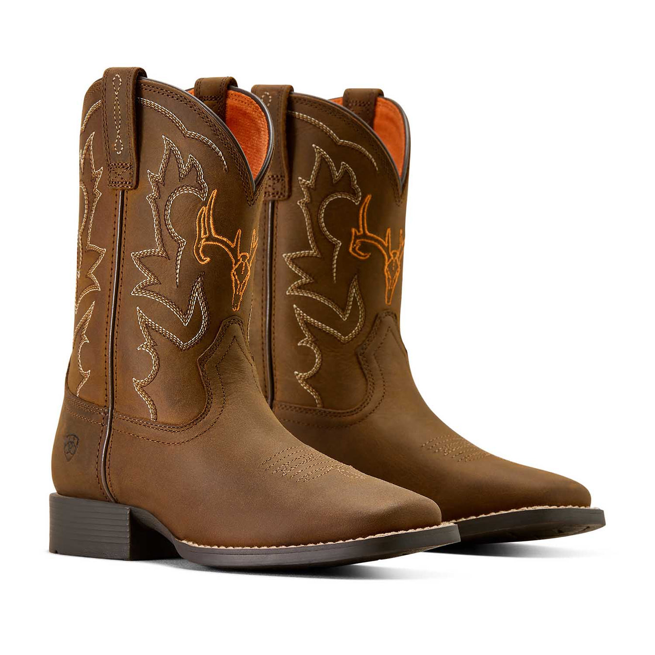 Ariat Youth Deer Ridge Wide Square Toe Western Boot - AI3AC - Brown - 8 - 1