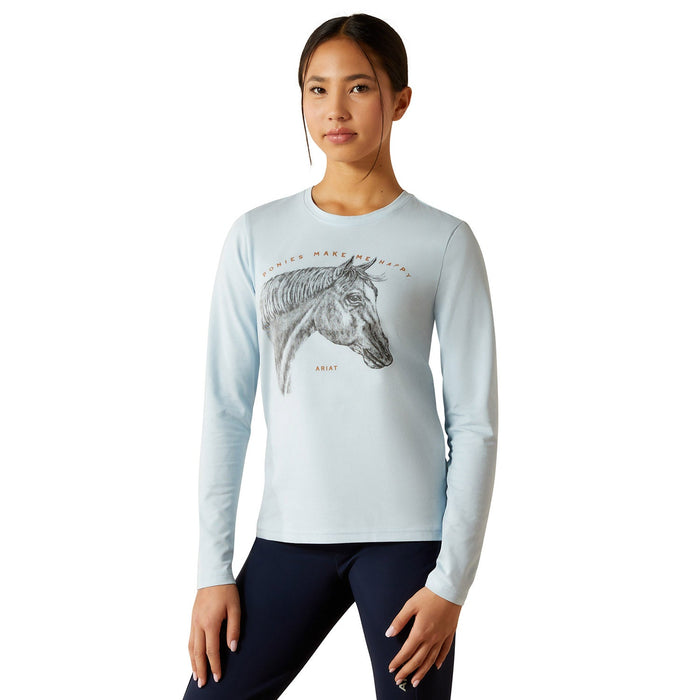 Ariat Youth Happy Long Sleeve Shirt – Organic Cotton Kids Equestrian Tee for Horse Lovers - Jeffers - Children > Girls > Shirts & Tees