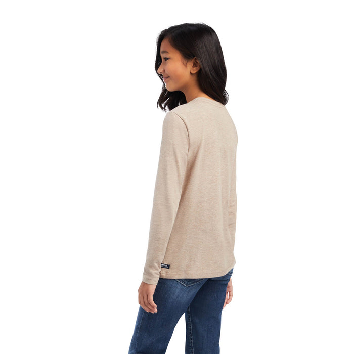 Ariat Youth 'Horse of a Different Color' Longsleeve T-Shirt, Banyan Bark Heather - Jeffers - Children > Girls > Shirts & Tees