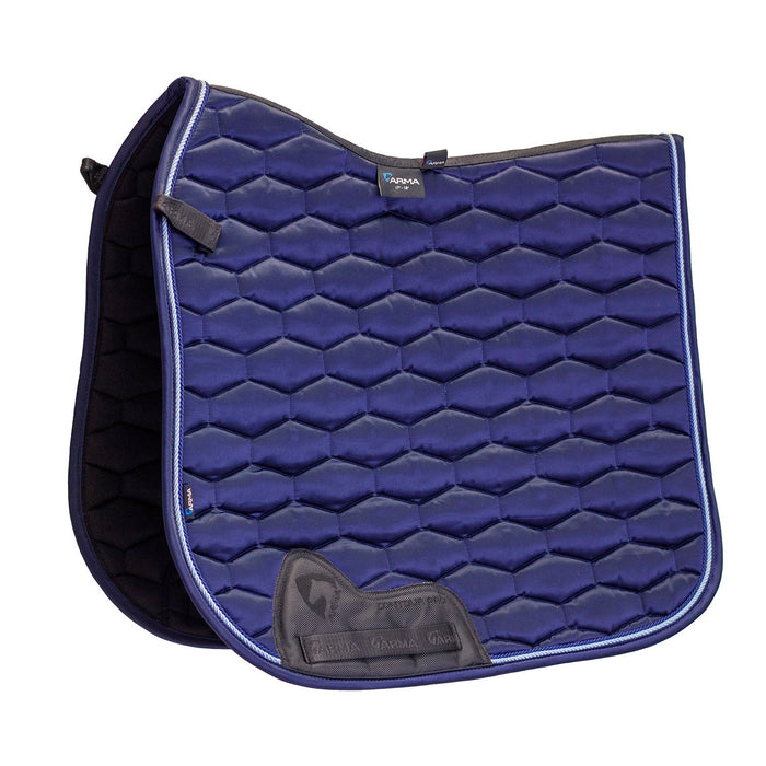 Arma Satin Dressage Saddle Pad for Horses – English Riding, Contoured Spine, Satin Finish - SEP2AB - Navy - 2