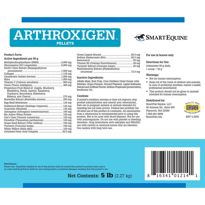 Arthroxigen Joint Support Formula for Horses, Pellets - SMACA - 5 lb - 2