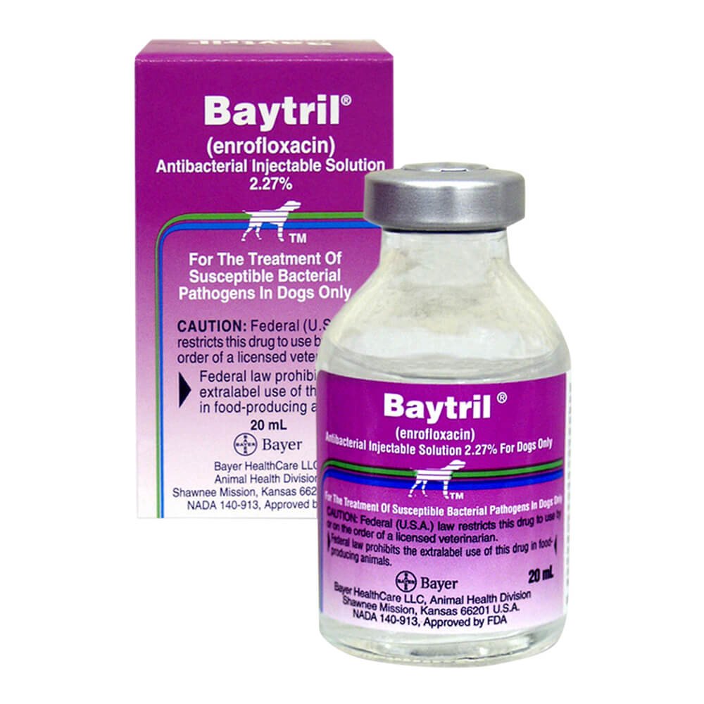 Baytril (enrofloxacin) Antibacterial Injection Solution for Dogs, 2.27% — Jeffers