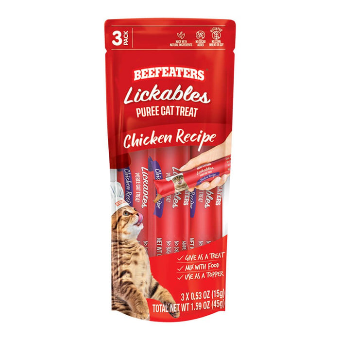 Beefeaters Lickables Puree Cat Treat, 3 ct, Case of 12 - Jeffers - Cat Supplies > Cat Treats