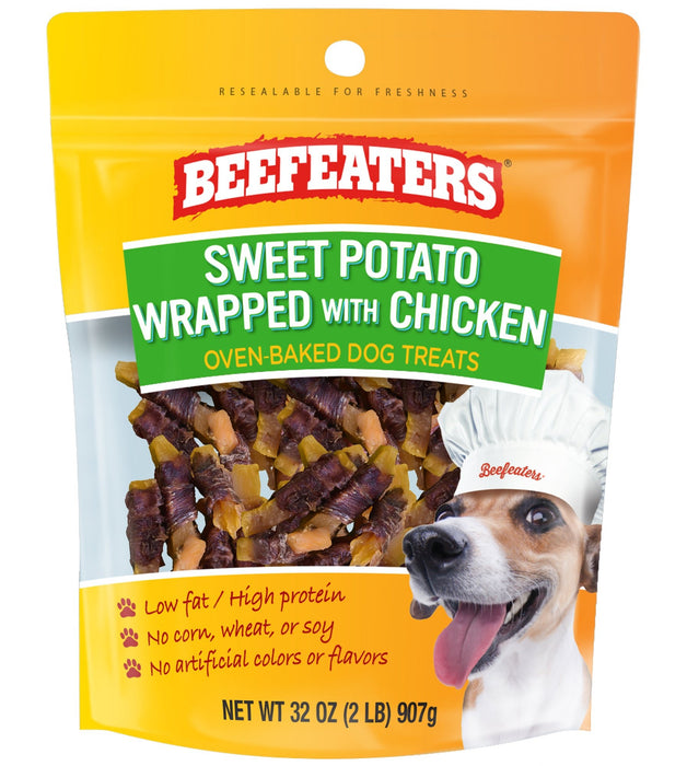 Beefeaters Sweet Potato Wrapped with Chicken | No Corn, Wheat, Soy, Gluten, Low Fat | Chewy Whole Muscle Jerky | Dog Training Treats Reward or Snack - PAB1 - 32 oz - 15