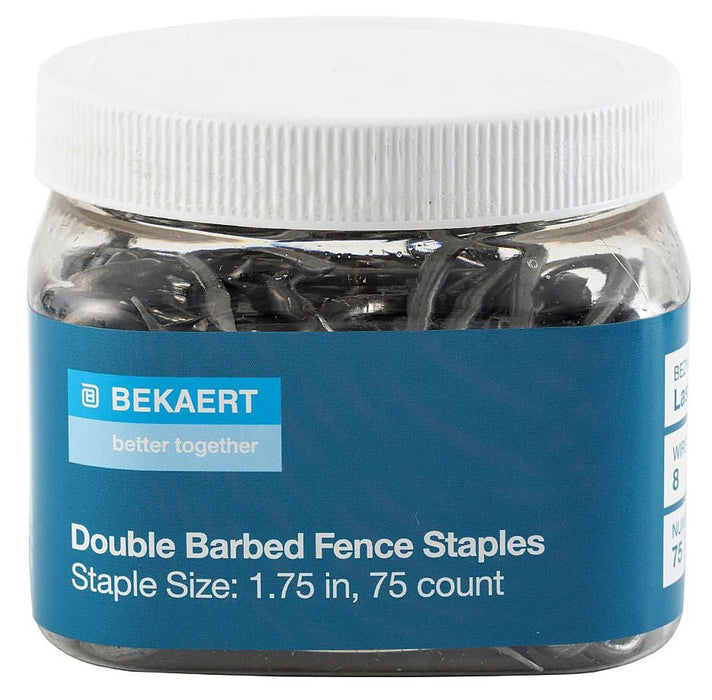 Bekaert 1.75' 8 ga Double Barbed Staples, 75 ct/jar - Jeffers - Farm & Ranch Supplies > Fencing & Barriers