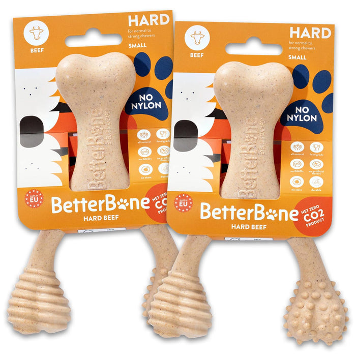 BetterBone Hard Density Dog Chew Toy for Aggressive Chewers, Beef - BS2F-2 - Hard - 2 ct - Small - 6