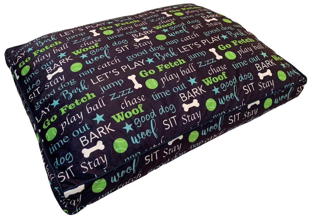 Pooch Pen Printed Fleece Pet Bed Cover (36" x 27") - Woof Typography  