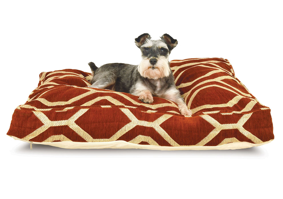 Chenille Pet Pillow Bed, 36" x 26" x 4" H - Scarlet  