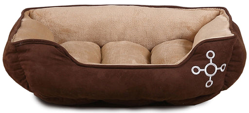 Tommie Copper Suede Cuddler Pet Bed, 34"x24" - Chocolate/Taupe  