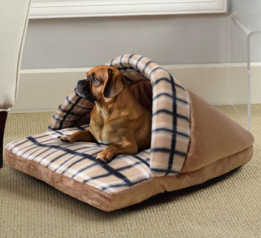 Plush Slipper Pet Bed - Tan  