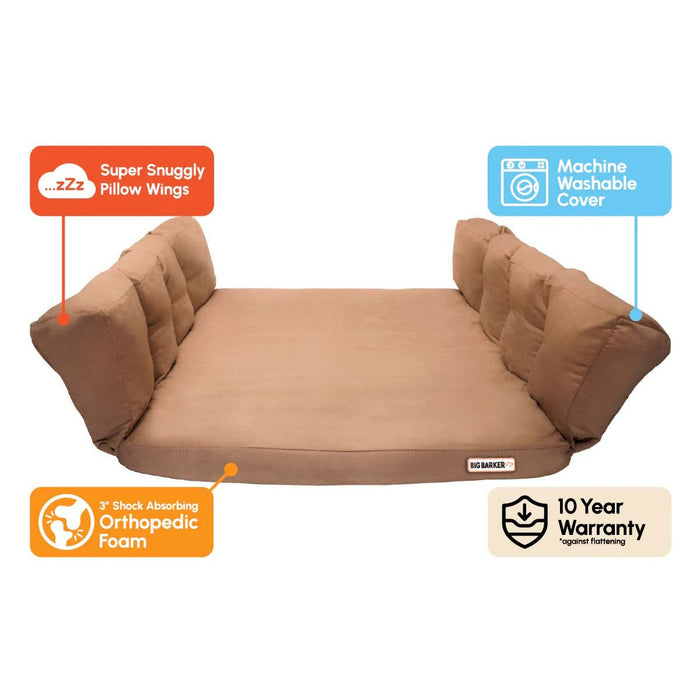 Big Barker 3" Thick SUV Dog Bed – Orthopedic, Waterproof, Large Breed Travel Dog Bed with Joint Support - H7ZC - Khaki - Medium – 55" x 25" x 3" - 1 ct - 16